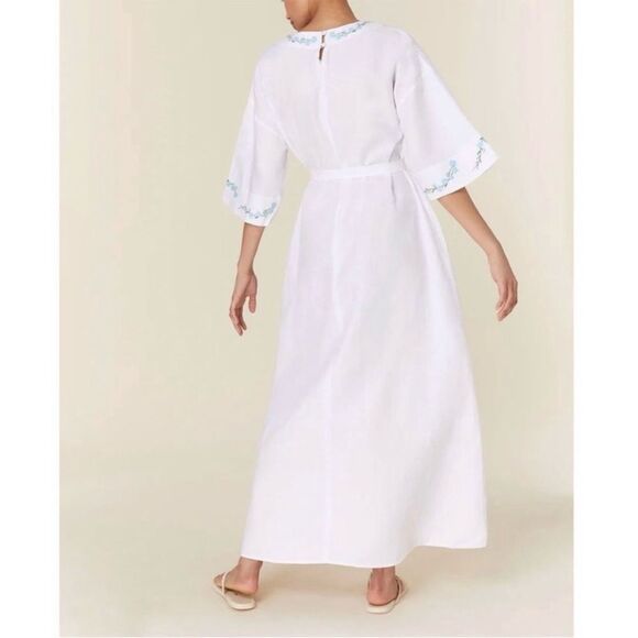 Andie x Fanm Mon Kepez Embroidered Linen Maxi Kaftan Dress Sz XL NWT - Picture 14 of 16